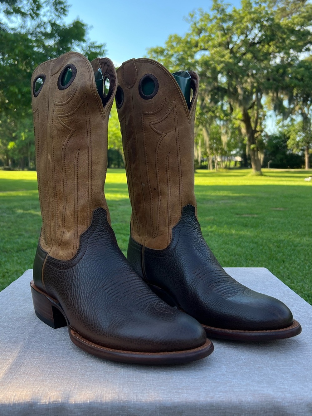 Men's Tecovas “The Prescott” Bison Leather Cowboy Boots